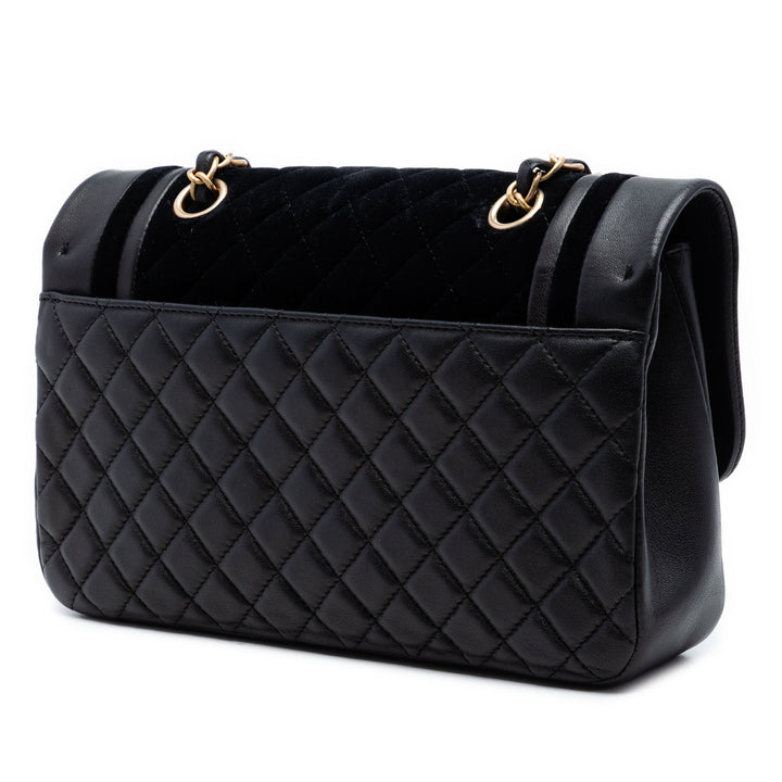 Chanel Paris Cosmopolite Medium Velours et Metallic Cuir d’agneau à rabat
