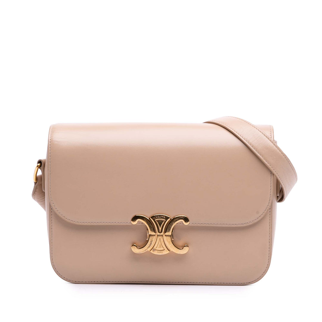 Celine Classique Shiny Cuir de veau Triomphe Crossbody Marron – GABY PARIS Authentique