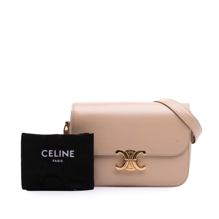 Celine Classique Shiny Cuir de veau Triomphe Crossbody Marron – GABY PARIS Authentique