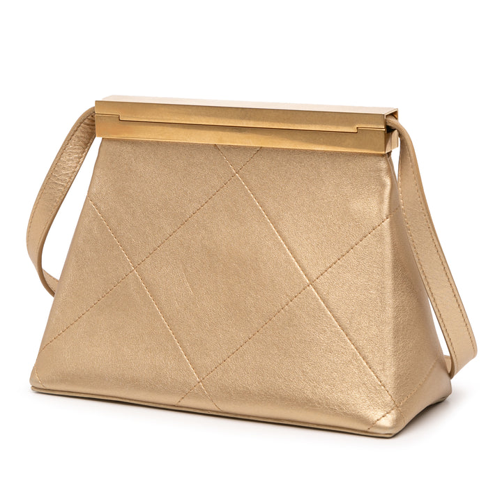 Chanel Small Cuir de veau Kiss Lock Frame Bag Doré