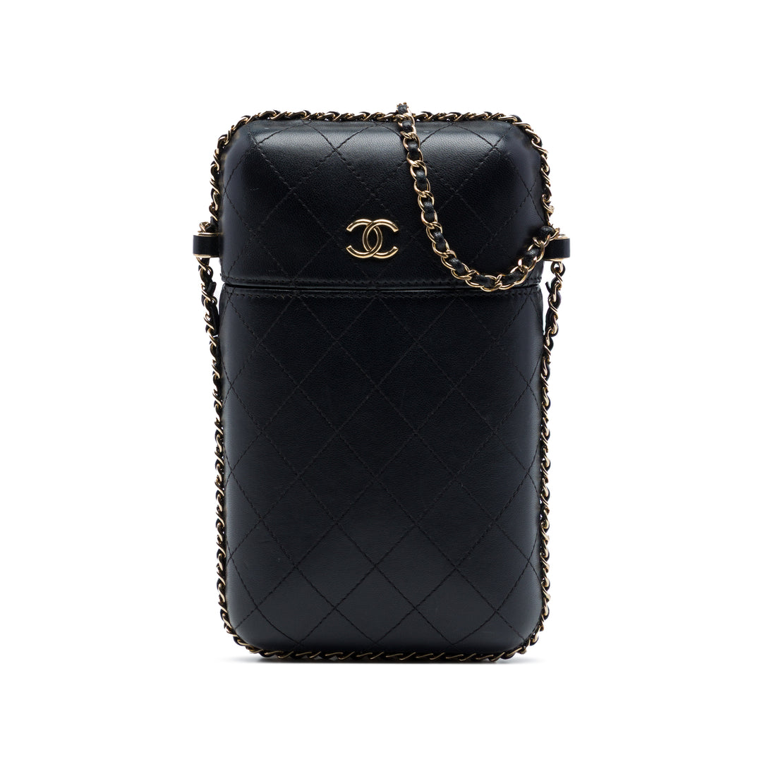 Chanel CC Matelassé Cuir d’agneau Sac rond à chaîne Phone Holder