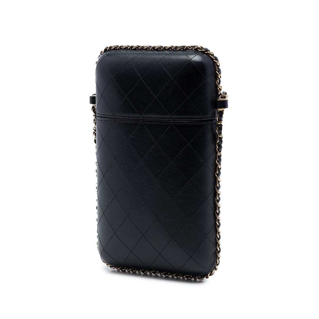 Chanel CC Matelassé Cuir d’agneau Sac rond à chaîne Phone Holder