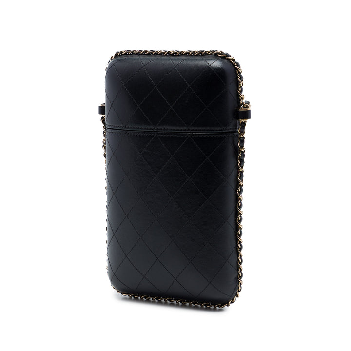 Chanel CC Matelassé Cuir d’agneau Sac rond à chaîne Phone Holder