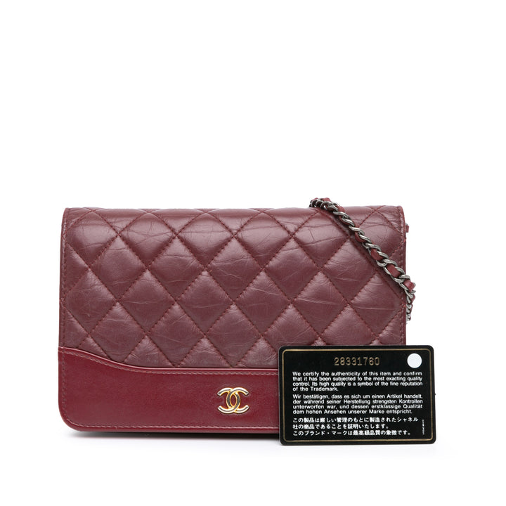 Quilted Aged Calfskin Gabrielle Wallet on Chain Red - Gaby Paris
