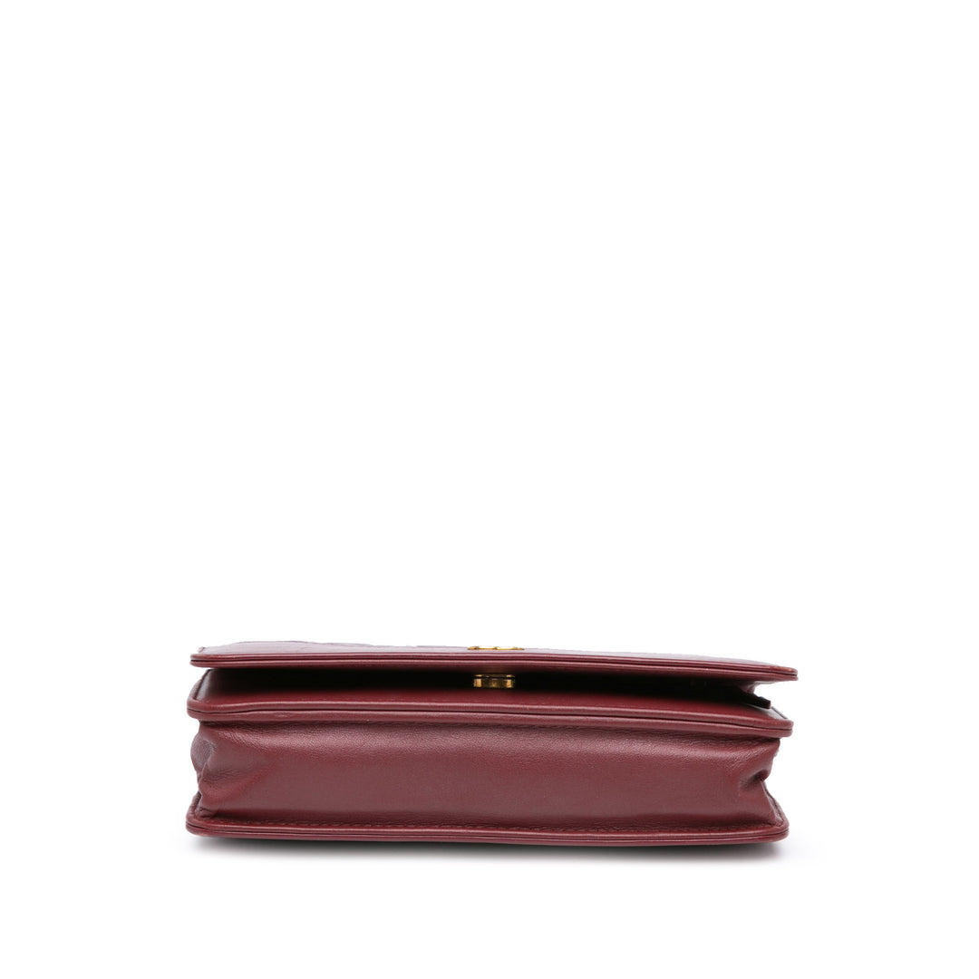 Quilted Aged Calfskin Gabrielle Wallet on Chain Red - Gaby Paris
