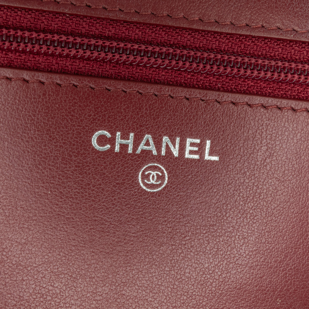Quilted Aged Calfskin Gabrielle Wallet on Chain Red - Gaby Paris