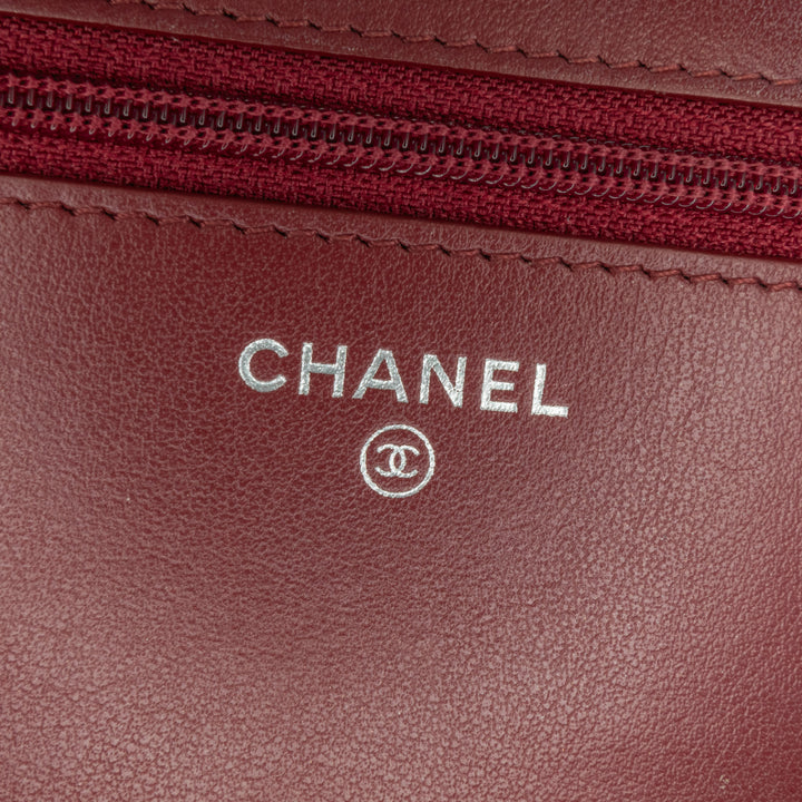 Quilted Aged Calfskin Gabrielle Wallet on Chain Red - Gaby Paris