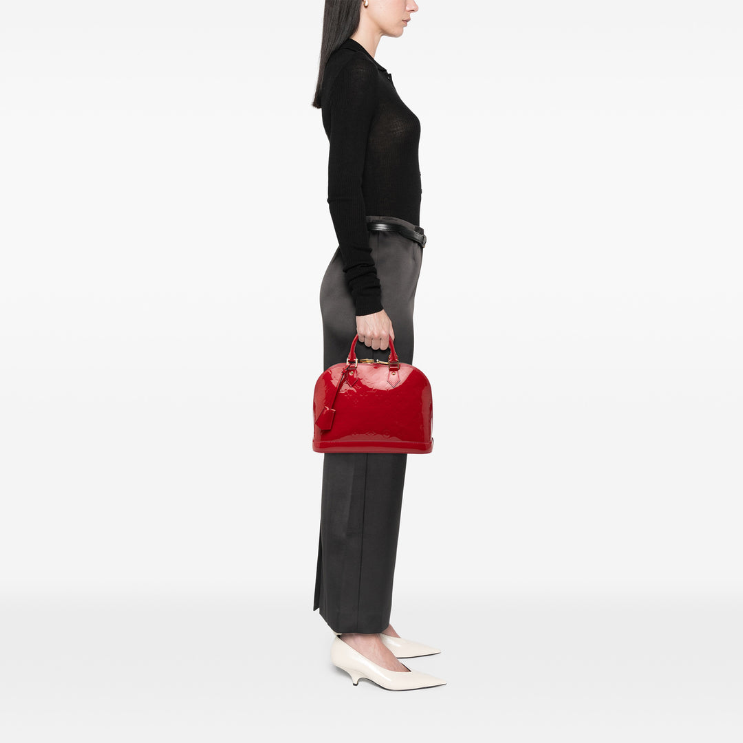 Alma PM Cuir verni Monogram Rouge