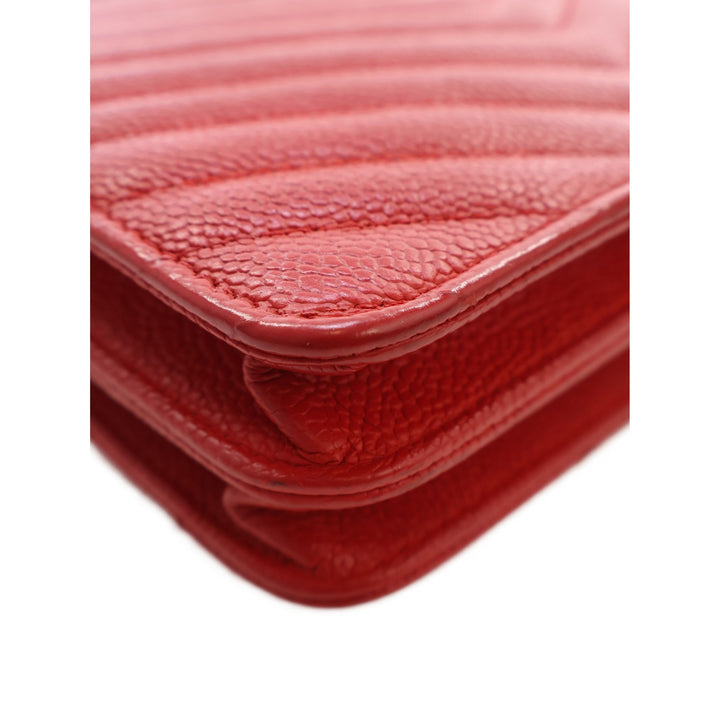 Chanel CC Chevron Carré Wallet on Chain Cuir caviar Rouge – vue 11 – GABY PARIS