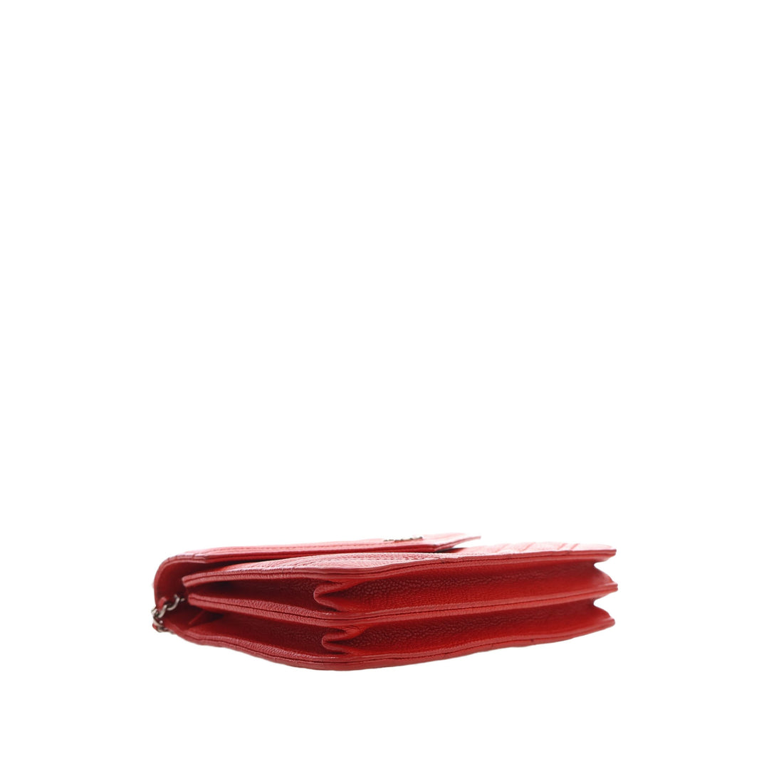 Chanel CC Chevron Carré Wallet on Chain Cuir caviar Rouge – vue 15 – GABY PARIS