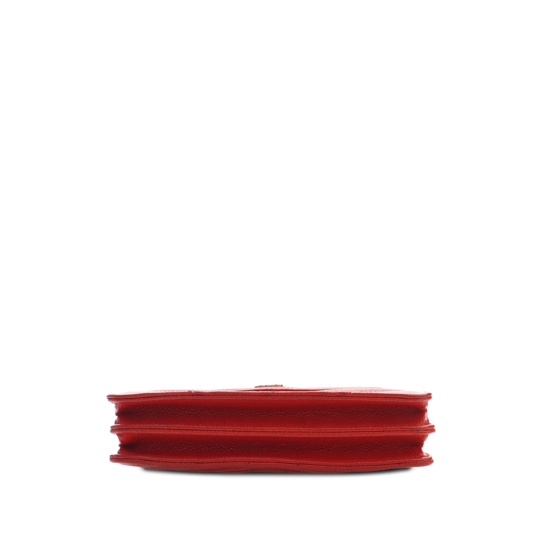 Chanel CC Chevron Carré Wallet on Chain Cuir caviar Rouge – vue 3 – GABY PARIS