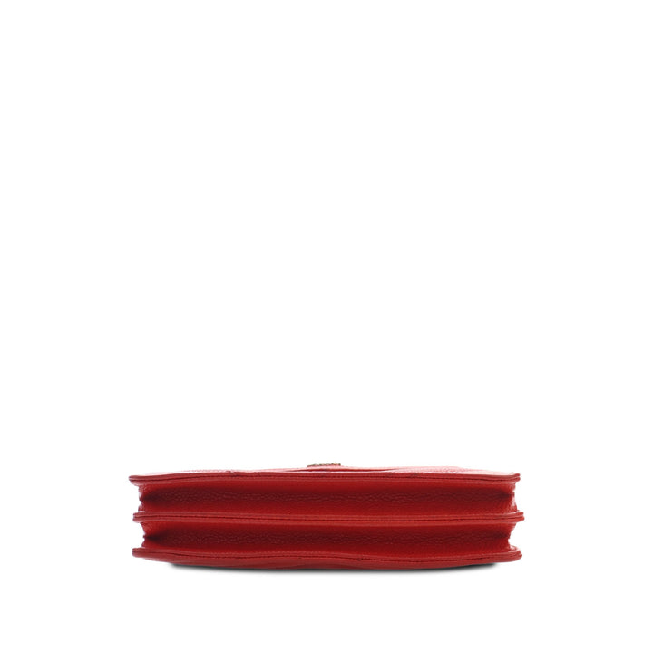 Chanel CC Chevron Carré Wallet on Chain Cuir caviar Rouge – vue 3 – GABY PARIS