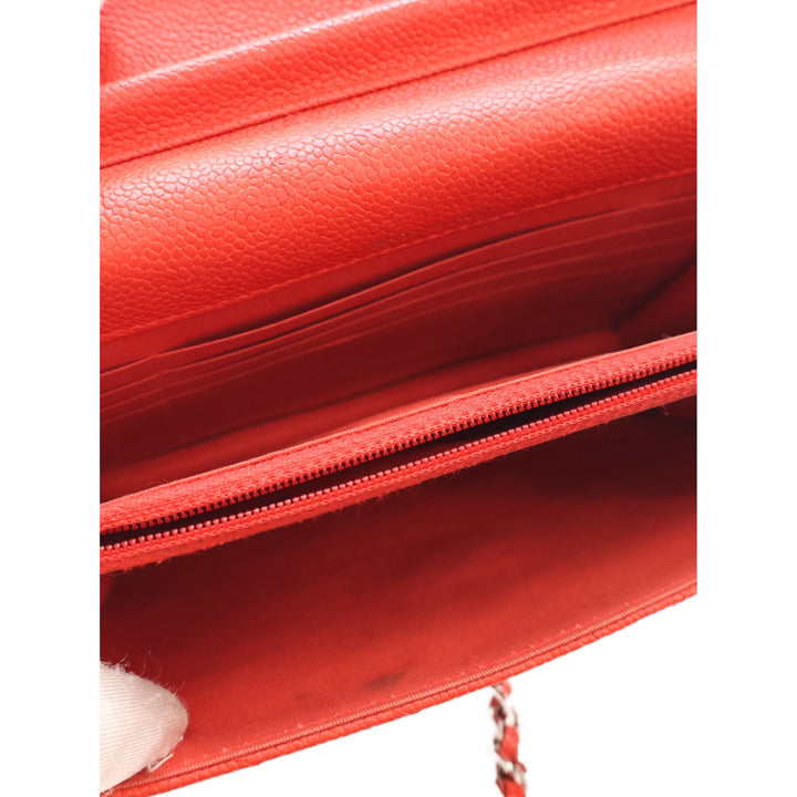 Chanel CC Chevron Carré Wallet on Chain Cuir caviar Rouge – vue 4 – GABY PARIS