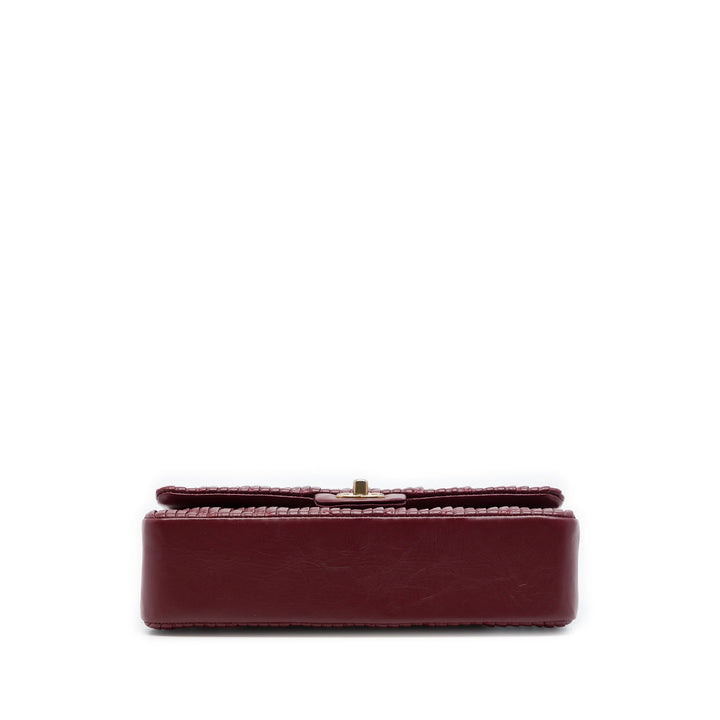 Chanel Medium Classic Chevron Cuir de veau Pleated Double rabat