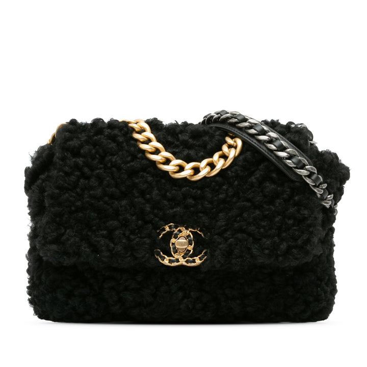 Chanel Medium Shearling 19 Flap Noir