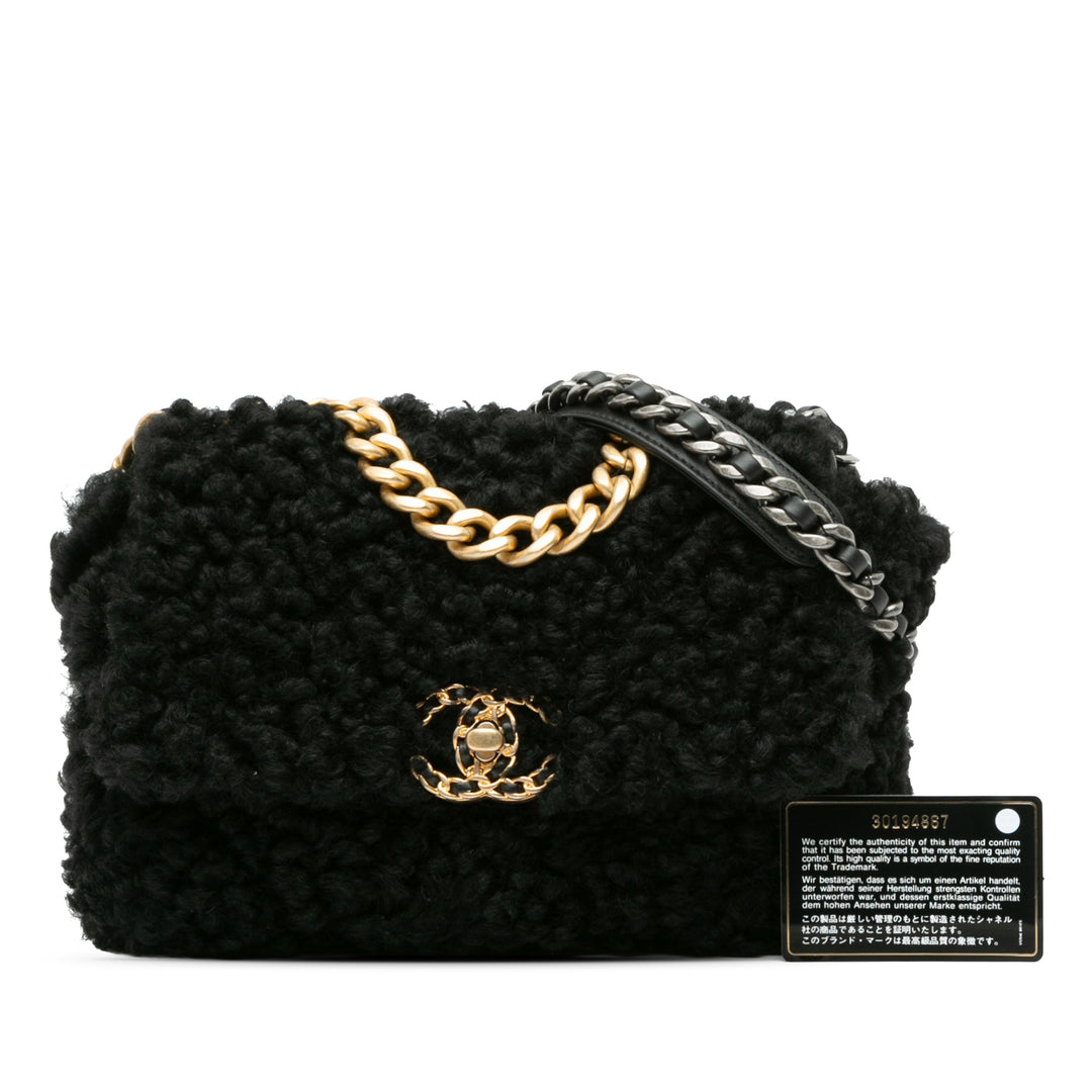 Chanel Medium Shearling 19 Flap Noir