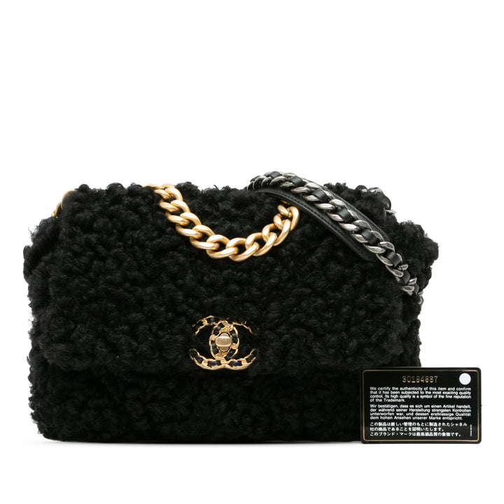 Chanel Medium Shearling 19 Flap Noir