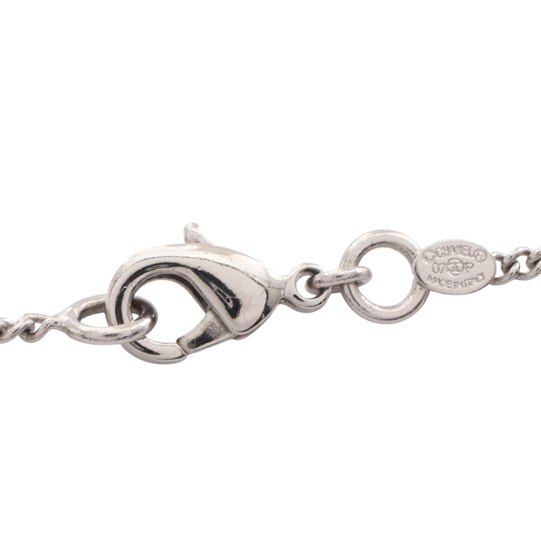 Chanel CC Stainless Steel Rhinestone Embellished Camellia Pendant Necklace