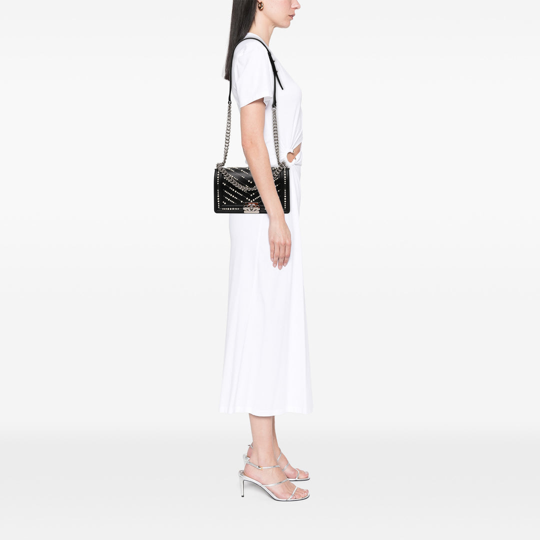 Chanel Sac bandoulière Chevron Perle Boy à rabat Moyen Cuir de veau Noir – vue 5 – GABY PARIS