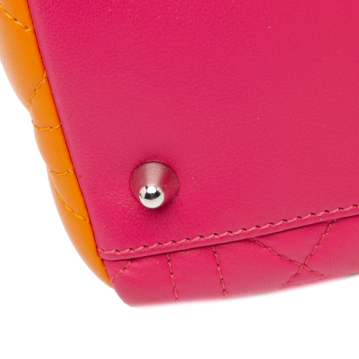Medium Tricolor Lambskin Cannage Lady Dior Pink - Gaby Paris