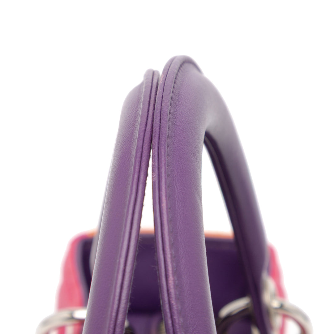 Medium Tricolor Lambskin Cannage Lady Dior Pink - Gaby Paris