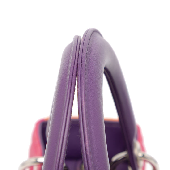 Medium Tricolor Lambskin Cannage Lady Dior Pink - Gaby Paris