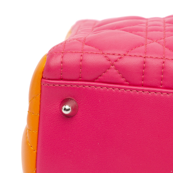 Medium Tricolor Lambskin Cannage Lady Dior Pink - Gaby Paris