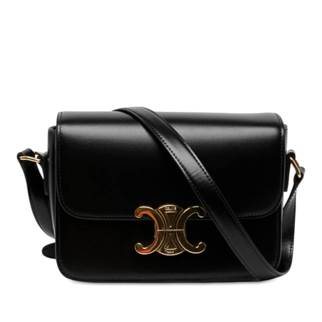 Celine brillant Triomphe Sac Teen Cuir de veau Noir – vue principale – GABY PARIS