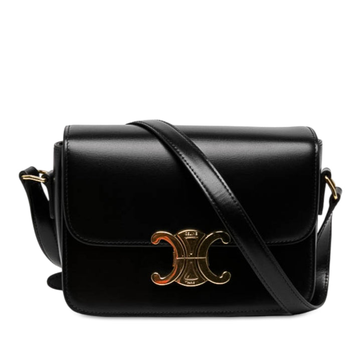 Celine brillant Triomphe Sac Teen Cuir de veau Noir – vue principale – GABY PARIS