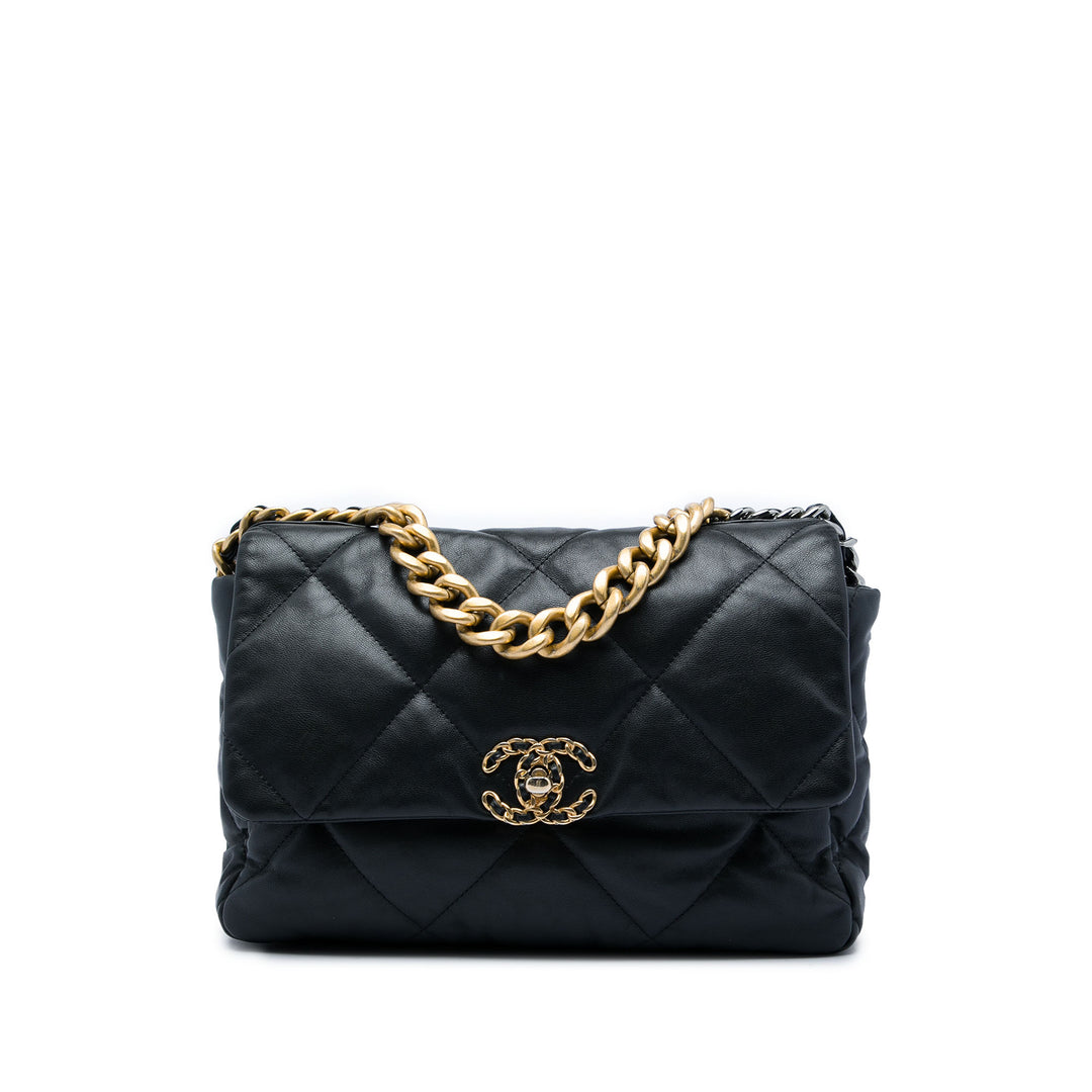 Chanel 19 à rabat Grand Cuir d'agneau