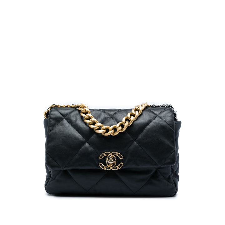 Chanel 19 à rabat Grand Cuir d'agneau