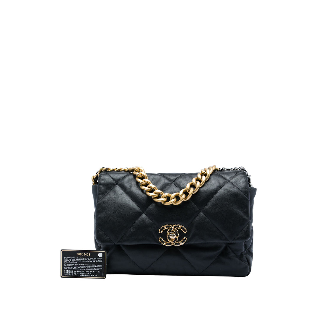 Chanel 19 à rabat Grand Cuir d'agneau