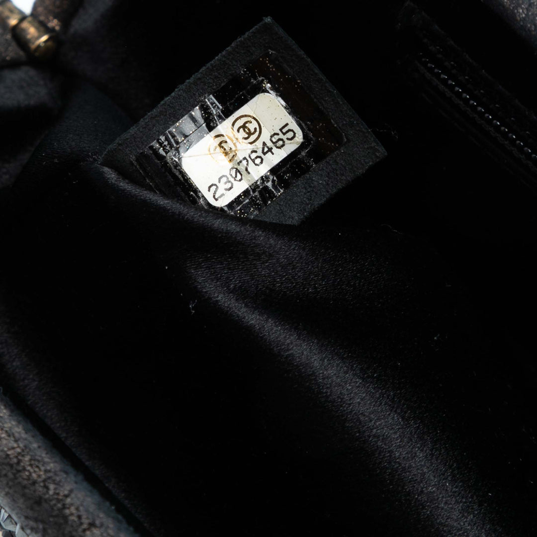 Chanel CC Glitter Cuir d’agneau Studded Frame Pochette on Chain Noir