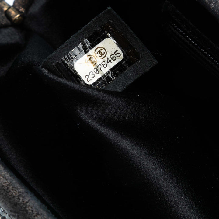 Chanel CC Glitter Cuir d’agneau Studded Frame Pochette on Chain Noir