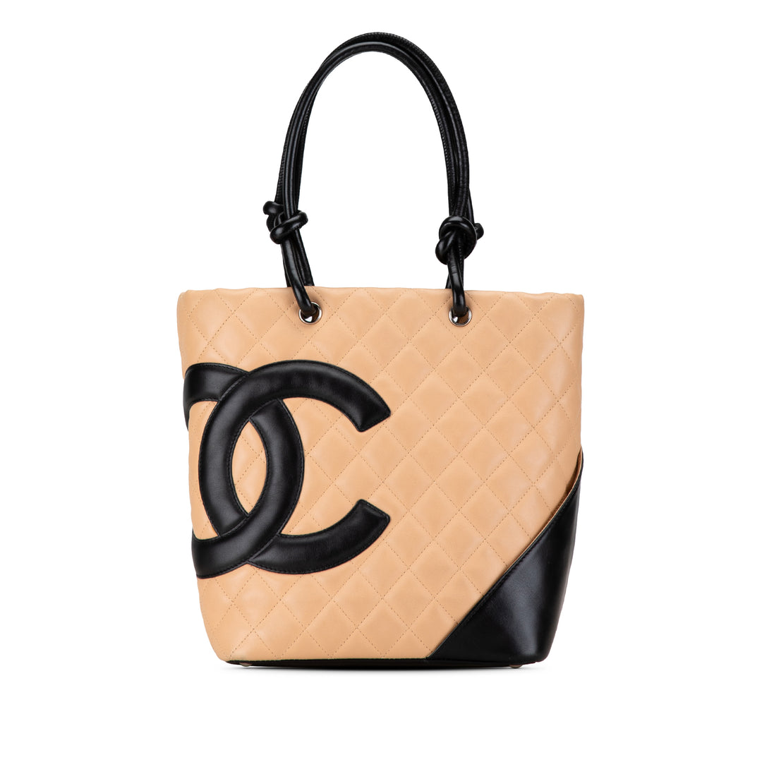 Medium Lambskin Cambon Ligne Tote Brown - Gaby Paris