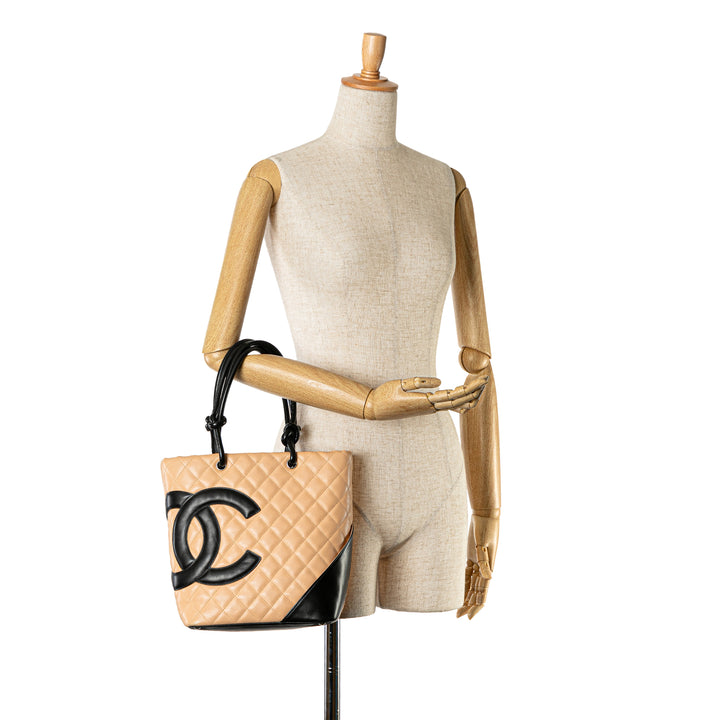 Medium Lambskin Cambon Ligne Tote Brown - Gaby Paris