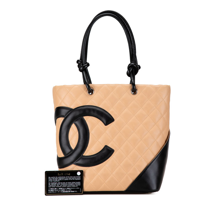Medium Lambskin Cambon Ligne Tote Brown - Gaby Paris