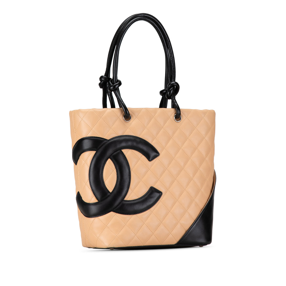 Medium Lambskin Cambon Ligne Tote Brown - Gaby Paris