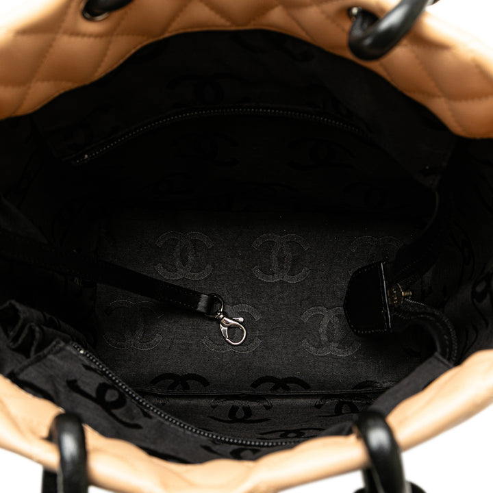 Medium Lambskin Cambon Ligne Tote Brown - Gaby Paris