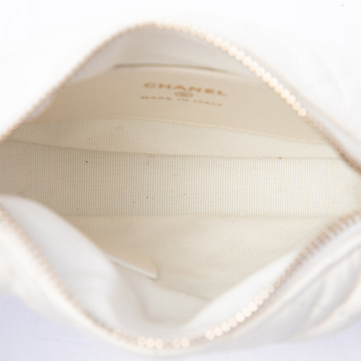 Chanel Matelassé Sac rond à chaîne Pochette Mini Cuir d'agneau Blanc