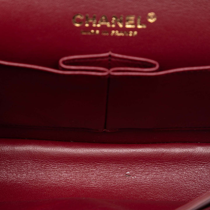 Chanel Medium Classic Chevron Cuir de veau Pleated Double rabat