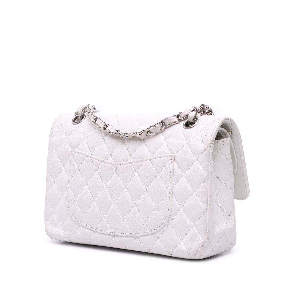 Medium Classic Caviar Double Flap White - Gaby Paris