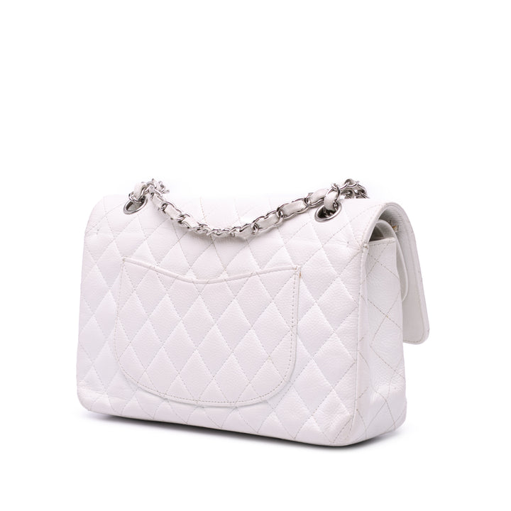 Medium Classic Caviar Double Flap White - Gaby Paris