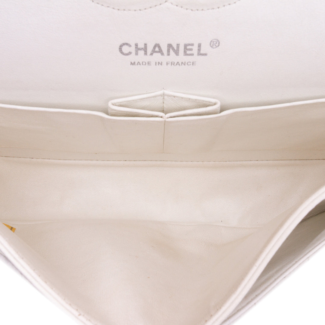 Medium Classic Caviar Double Flap White - Gaby Paris