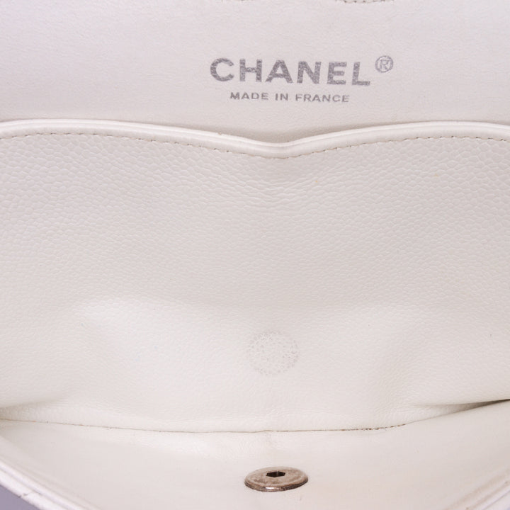 Medium Classic Caviar Double Flap White - Gaby Paris