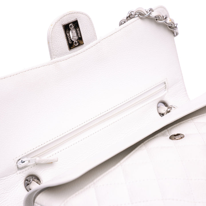 Medium Classic Caviar Double Flap White - Gaby Paris