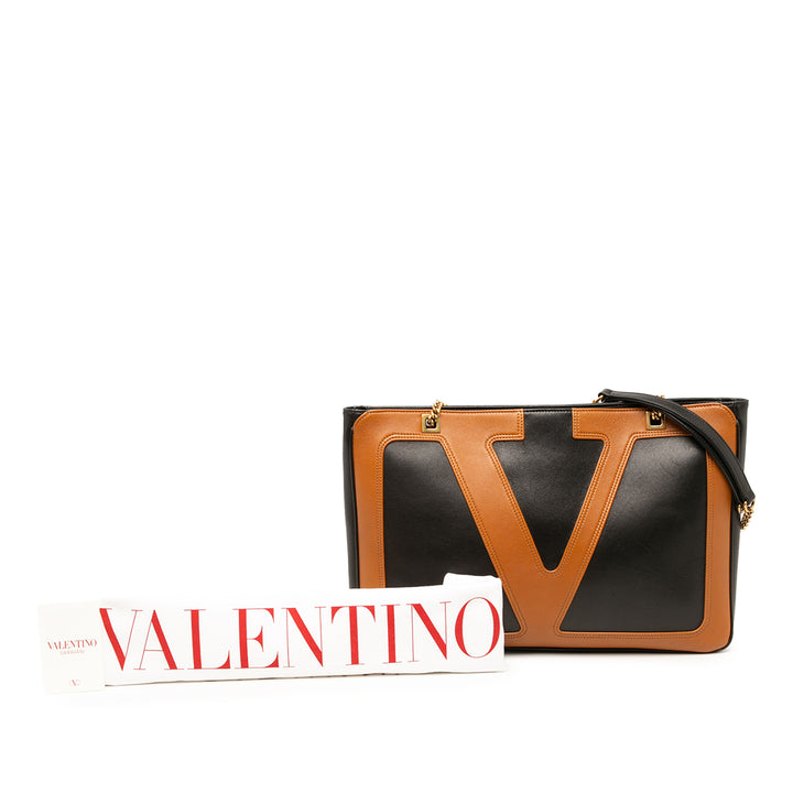 Valentino Cabas Bicolore Vlogo Viva Superstar chaîne nappa Noir – vue 6 – GABY PARIS
