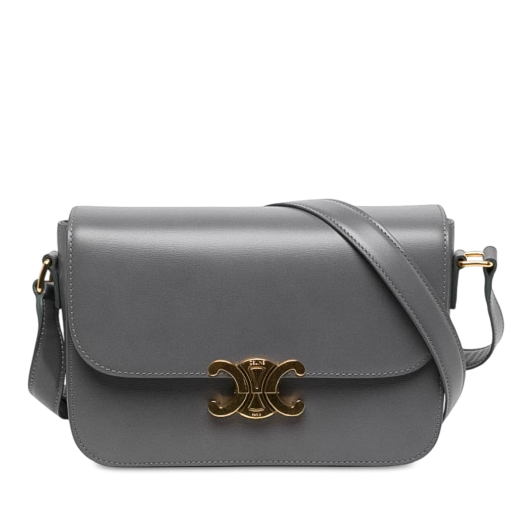 Celine Classique brillant Triomphe Sac Cuir de veau Gris – vue principale – GABY PARIS