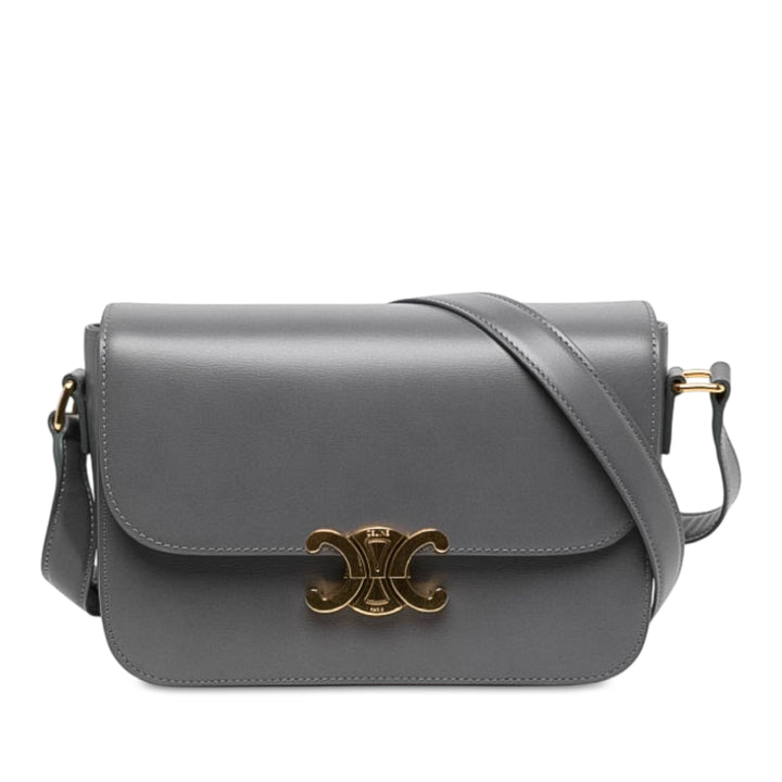 Celine Classique brillant Triomphe Sac Cuir de veau Gris – vue principale – GABY PARIS