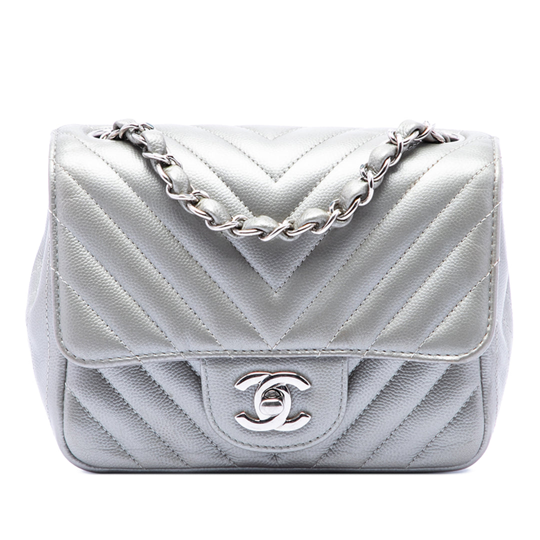Chanel Mini Square Classic Chevron Caviar Simple rabat
